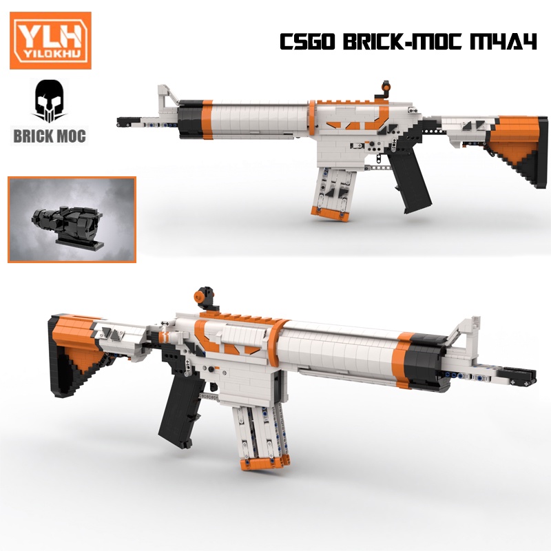 Đồ Chơi Lắp Ráp Mô Hình CSGO Súng M4A4 Asiimov Thiết Kế Theo Tiêu Chuẩn Kevin183 Với 1600 Chi Tiết