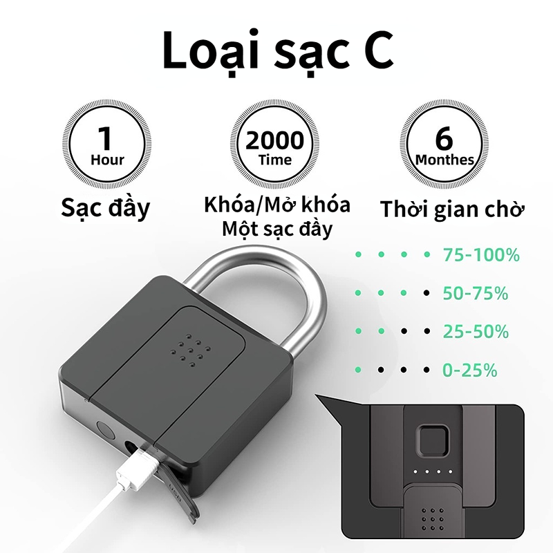 Elinksmart ổ khoá chống trộm khóa vân tay chống cắt Premium Chống thấm nước IP65 Smart 