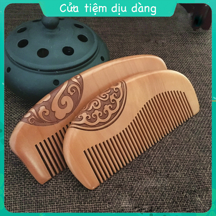 Lược gỗ đào tự nhiên chất lượng cao hoa văn rất đẹp mã LU2