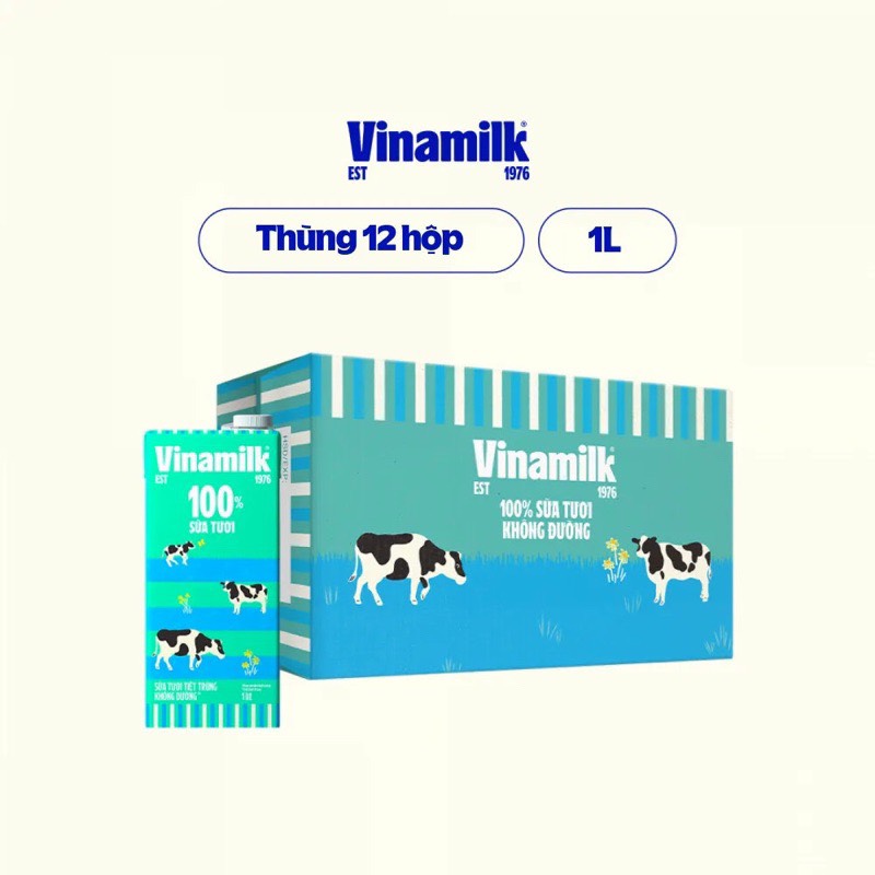 [Date 6.2025] Thùng 12 hộp Sữa tươi tiệt trùng Vinamilk 1 Lít