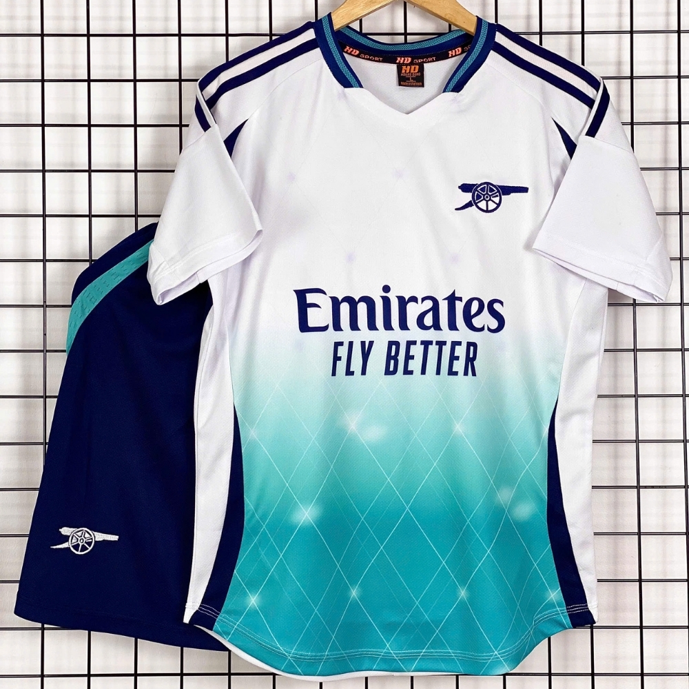 Quần Áo Đá Bóng Đồ Đá Banh ARSENAL Màu Trắng Xanh HOT 2025 Thun Mè Thể Thao Cao Cấp Free In Ấn