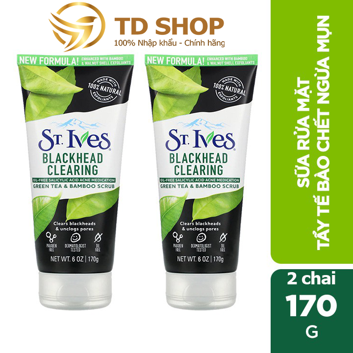 Combo 2 Chai Sữa Rửa Mặt St.ives 170G Trà Xanh Tế Bào Chết - Td Shop