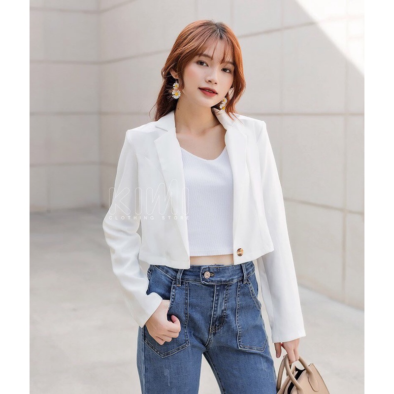 (Hàng Thiết Kế - Có Clip) Áo Khoác Blazer Nữ Dáng Lửng Tay Dài-BLA22064 - BlazerSaigon