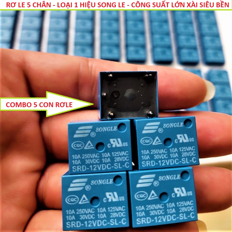 ( 5 CON ) RƠ LE 12V  ROLE 5 CHÂN SONG LE LOẠI TỐT  RƠ LAY 5 CHÂN  ĐỒ CHƠI XE MÁY  PHỤ KIỆN XE MÁY