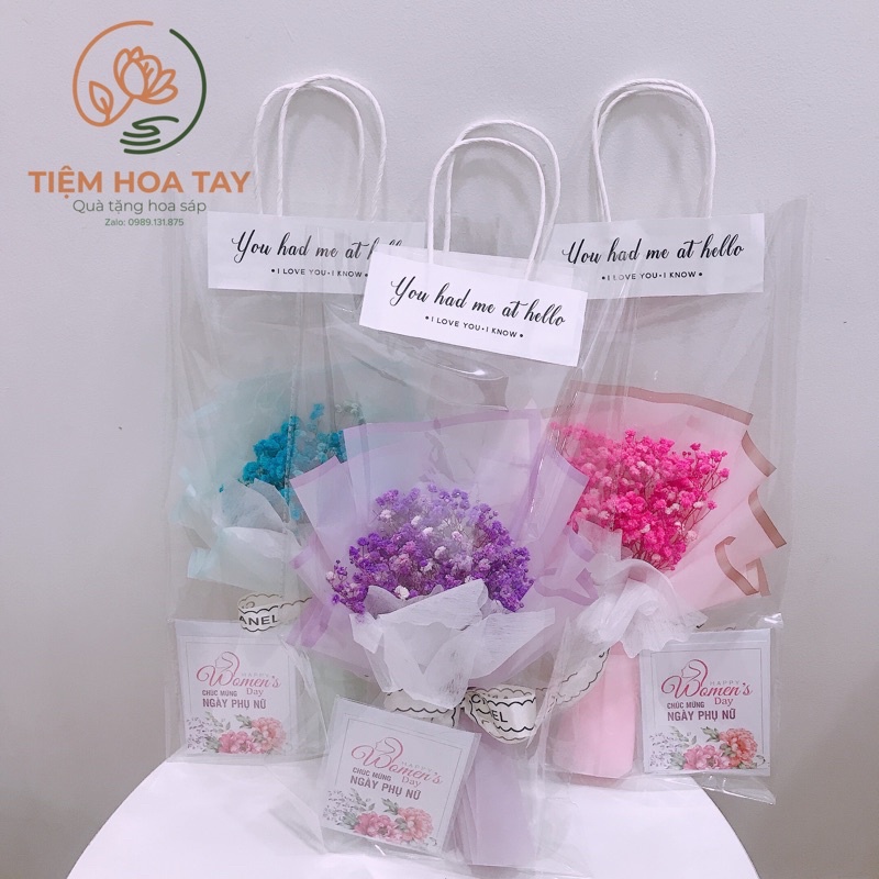 Set quà tặng 8/3 hoa khô baby màu tím