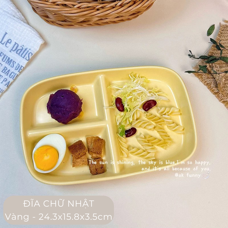 Đĩa sứ tròn chia ngăn đựng thức ăn màu pastel đĩa ăn dặm cho bé men gốm cao cấp | Home Chic Corner