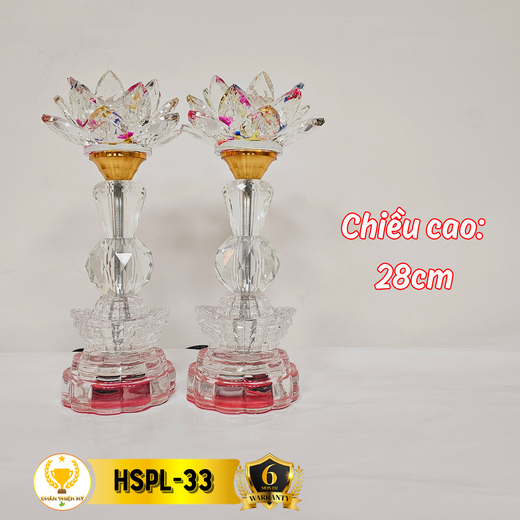 Đèn Bàn Thờ Hoa Sen Pha Lê Cao Cấp Có Led 7 Màu CHÂN THIỆN MỸ Đồ Thờ Cúng Gia Tiên Trang Trí Bàn Thờ