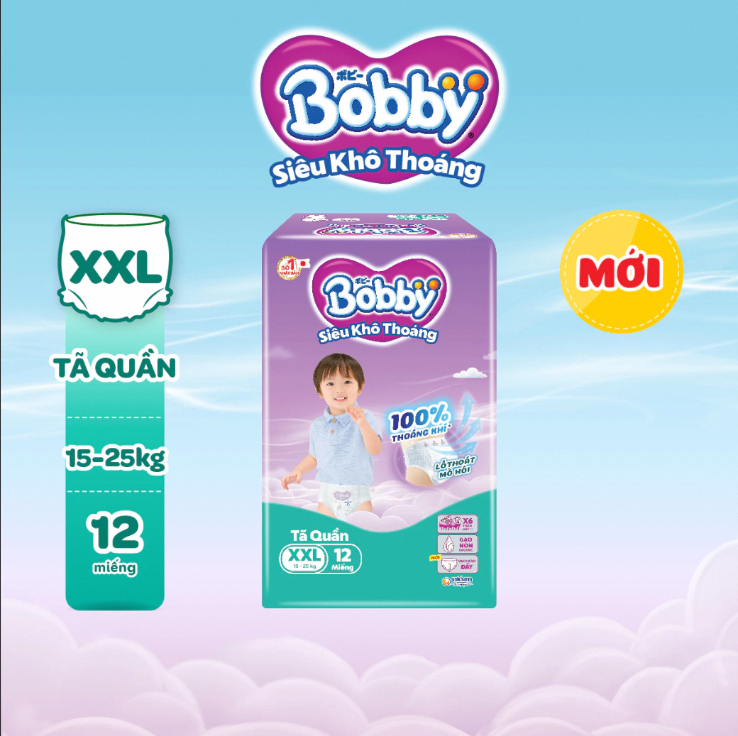 [MKB Gift] Tã Quần Bobby Siêu Khô Thoáng XXL12