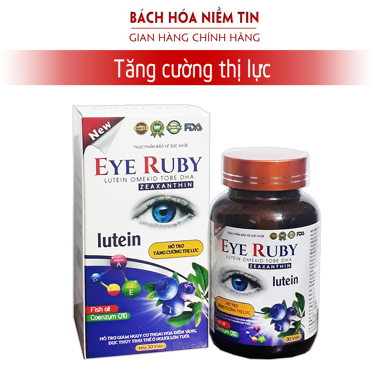 Viên uống sáng mắt Eye Zeaxanthin RUBY AVATA ROTO Plus thành phần cao việt quất lutein vitamin giảm 