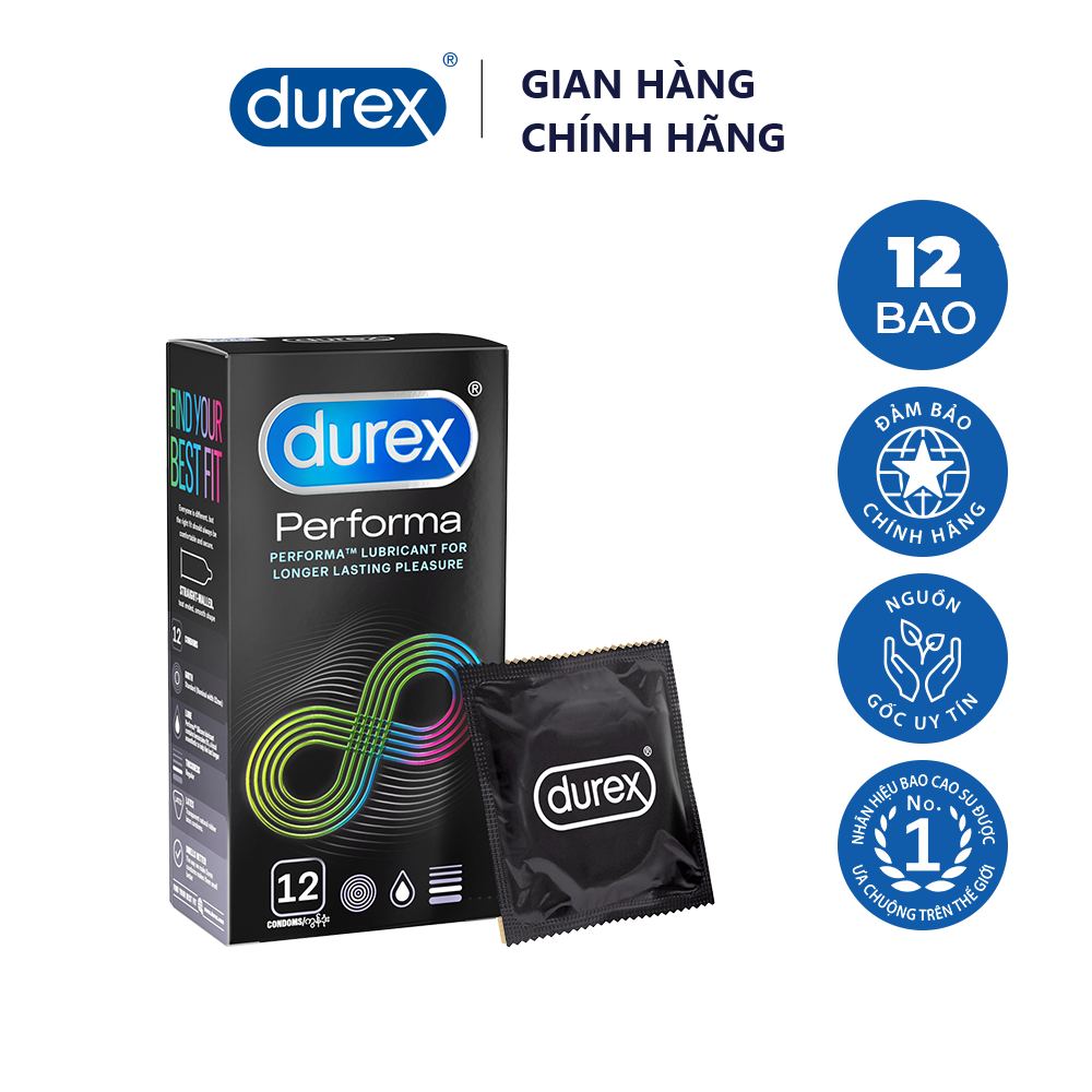 [HCM]Bao cao su Durex Performa kéo dài thời gian hộp 12 cái – Thăng hoa cảm xúc