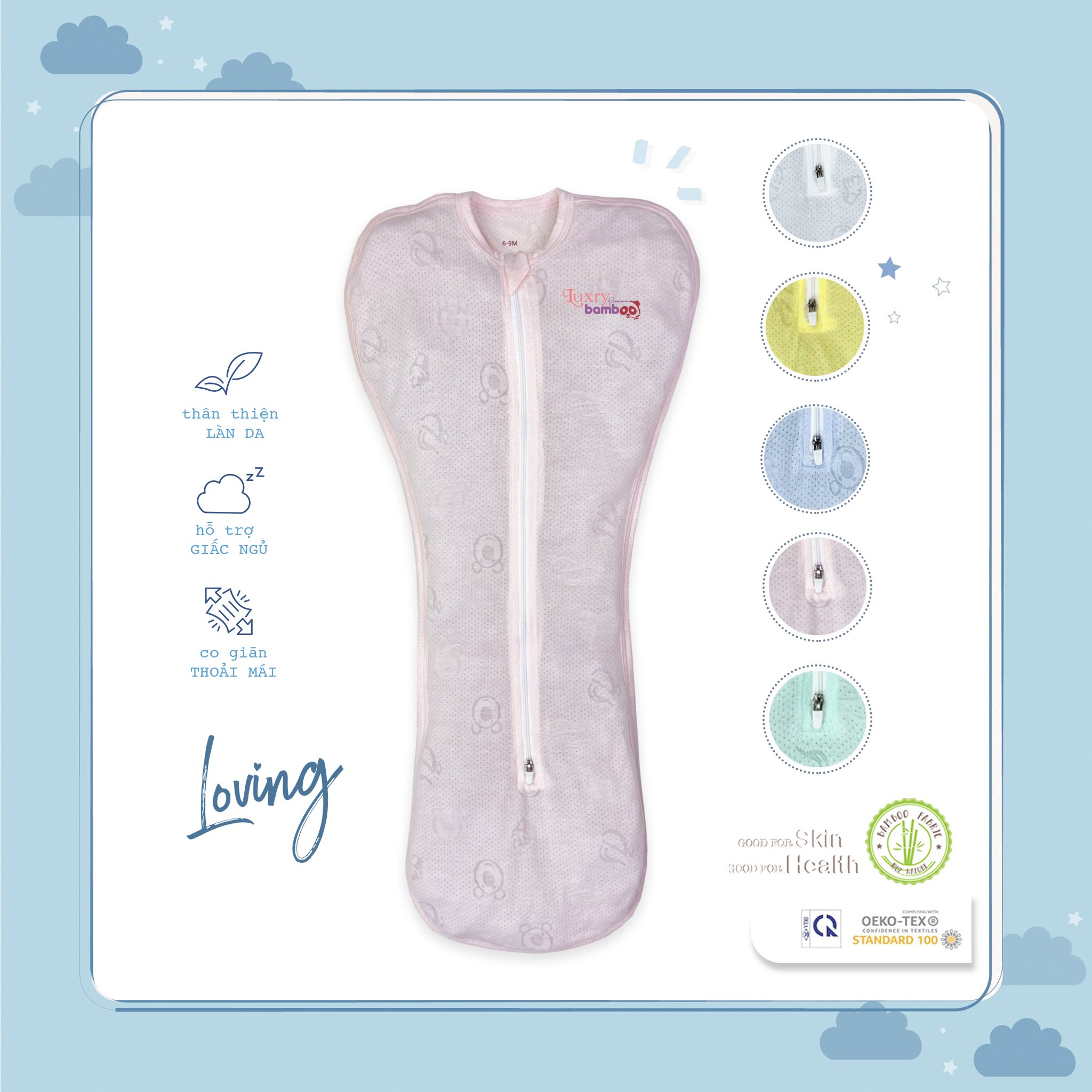 Nhộng chũn cho bé Luxry co giãn nhẹ có size từ 0 đến 12 tháng