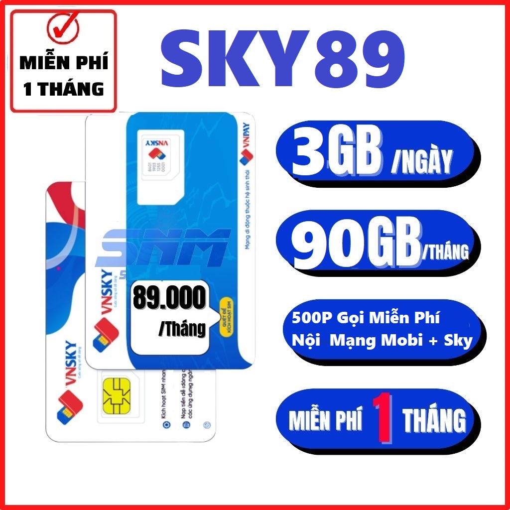 Sim 4G GÓI Sky89 SKY99 MIỄN PHÍ 1 Tháng ĐẦU Không Giới Hạn Dung Lượng Data - Mạng Di Động Thuộc Hệ S