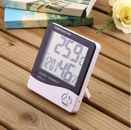 Đồng hồ cảm biến nhiệt độ cảm biến độ ẩm kiêm đồng hồ báo thức để bàn HTC-1 độ chính xác cao nhiệt kế điện tử ẩm kế