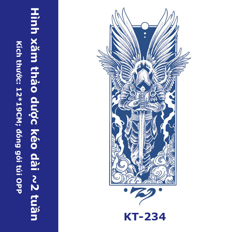Xăm 15 ngày thánh kỵ sĩ KT-234 miếng dán hình xăm tạm thời 15 ngày chống nước nhật cổ xăm bắp tay ch