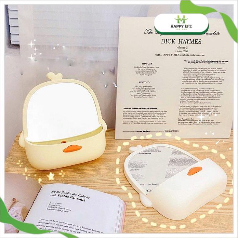 Gương để bàn cute gương decor bàn học gương để bàn trang điểm xinh xắn có khay đựng đồ Vịt vàng - Na