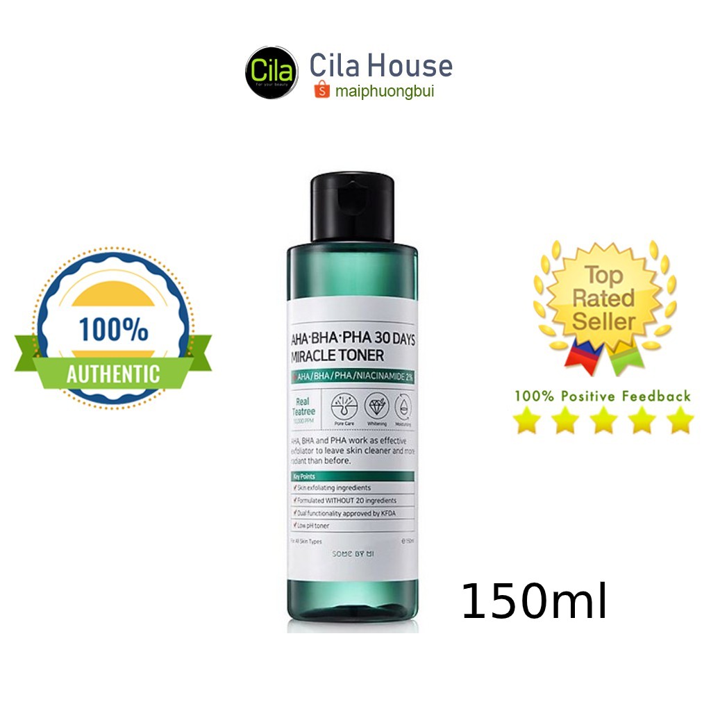 Nước Hoa Hồng Giảm Mụn Some By Mi AHA-BHA-PHA 30 Days Miracle Toner 150ml – Cila House