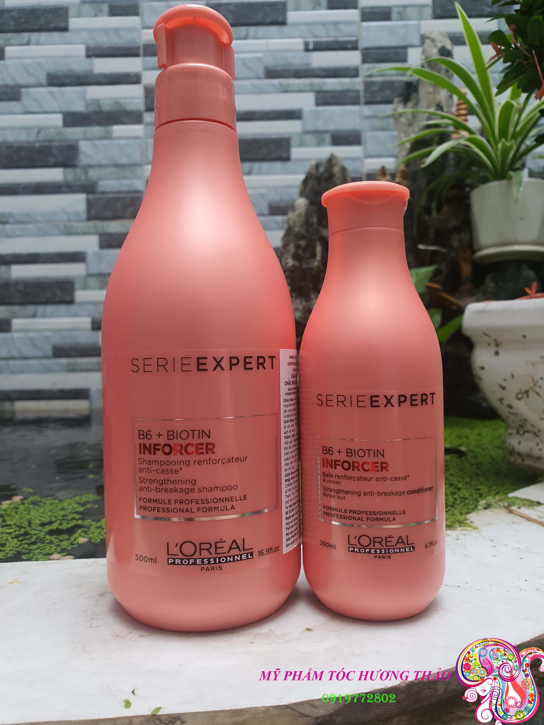 (Loréal) Bộ Dầu Gội Xả Biotin Inforcer Loreal Phục Hồi Ngăn Gãy Rụng 500Ml+200Ml