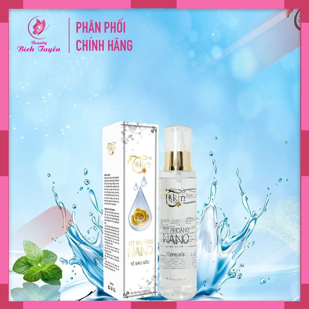 Xịt Khoáng Nano Hàn Quốc Tskin Dưỡng Ẩm Kiềm Dầu Chống Nắng 150Ml