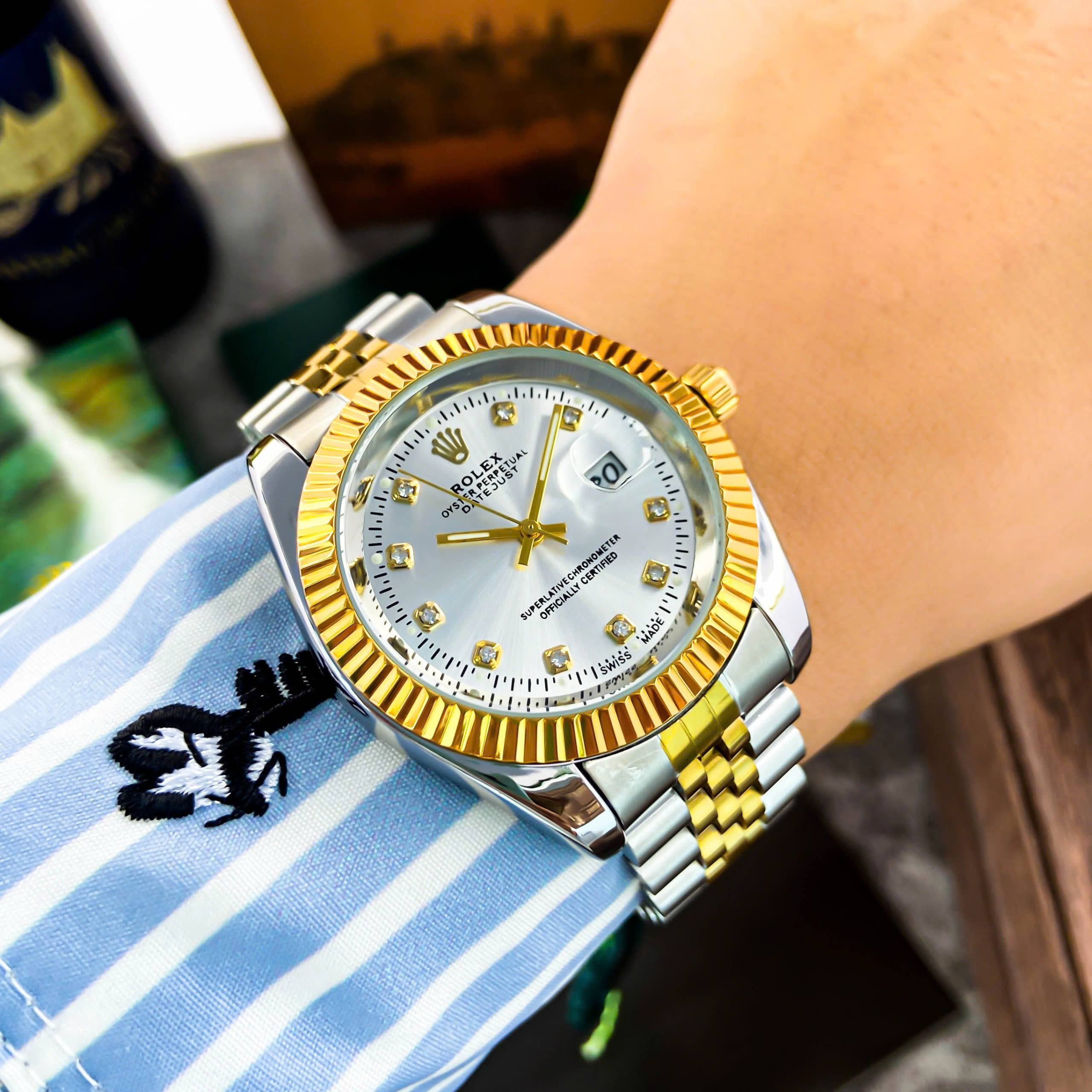 [Rolex nam] Đồng Hồ Rolex Nam QUARTZ Đính Đá Bảo Hành 12 Tháng Freeship