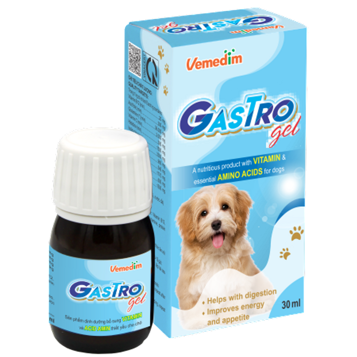 Vemedim GASTRO GEL - Sản phẩm dinh dưỡng chứa vitamin và acid amin thiết yếu cho chó Giúp dễ tiêu hóa tăng lực và tăng tính thèm ăn lọ 30ml