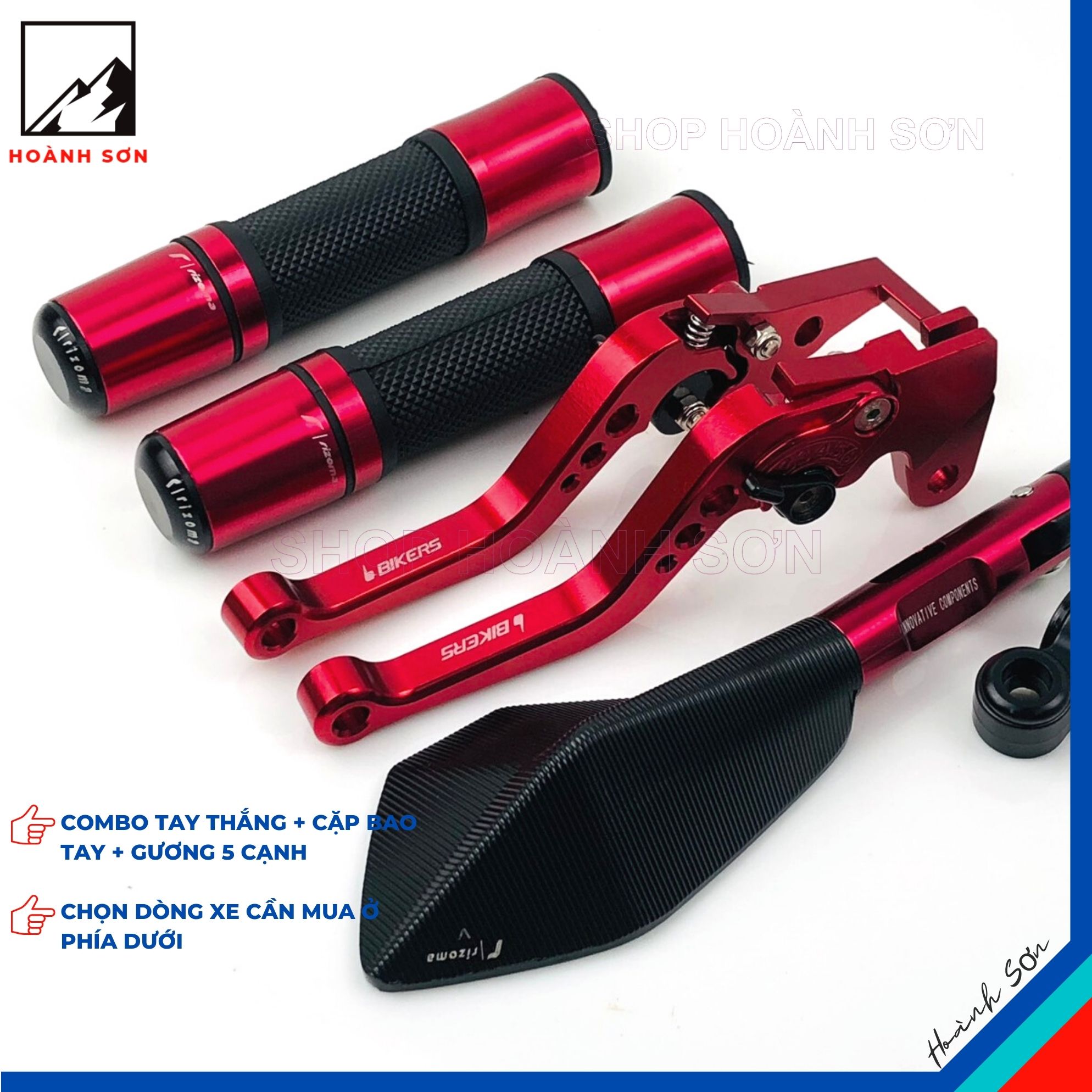 [COMBO GIÁ RẺ] Cặp tay thắng + cặp bao tay + gương chiếu hậu 5 cạnh xe máy EXCITER/ WINNER/ SONIC/ M