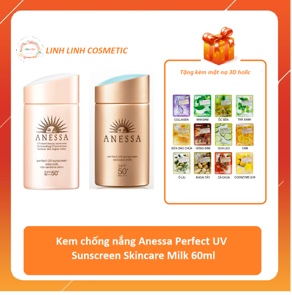 [Tặng Kèm Mặt Nạ 3D Foodaholic] Kem Chống Nắng Anessa Shiseido Uv Milk Nhật Bản - Linh Linh Cosmetic