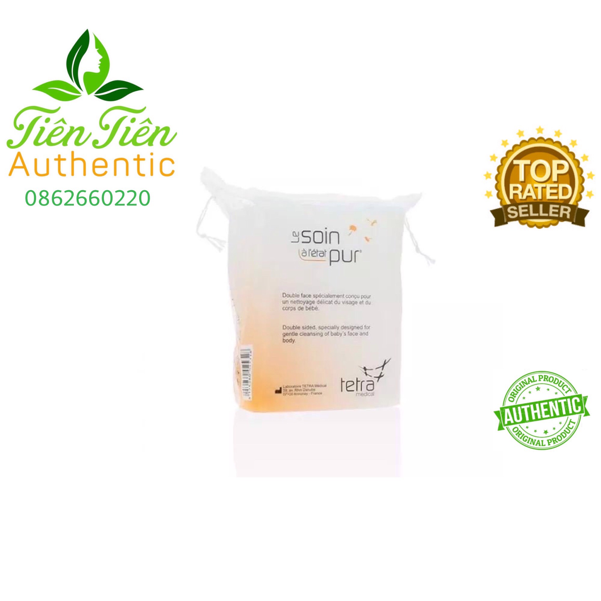 Bông Tẩy Trang Tetra Le Soin Laretat Pur 500 miếng