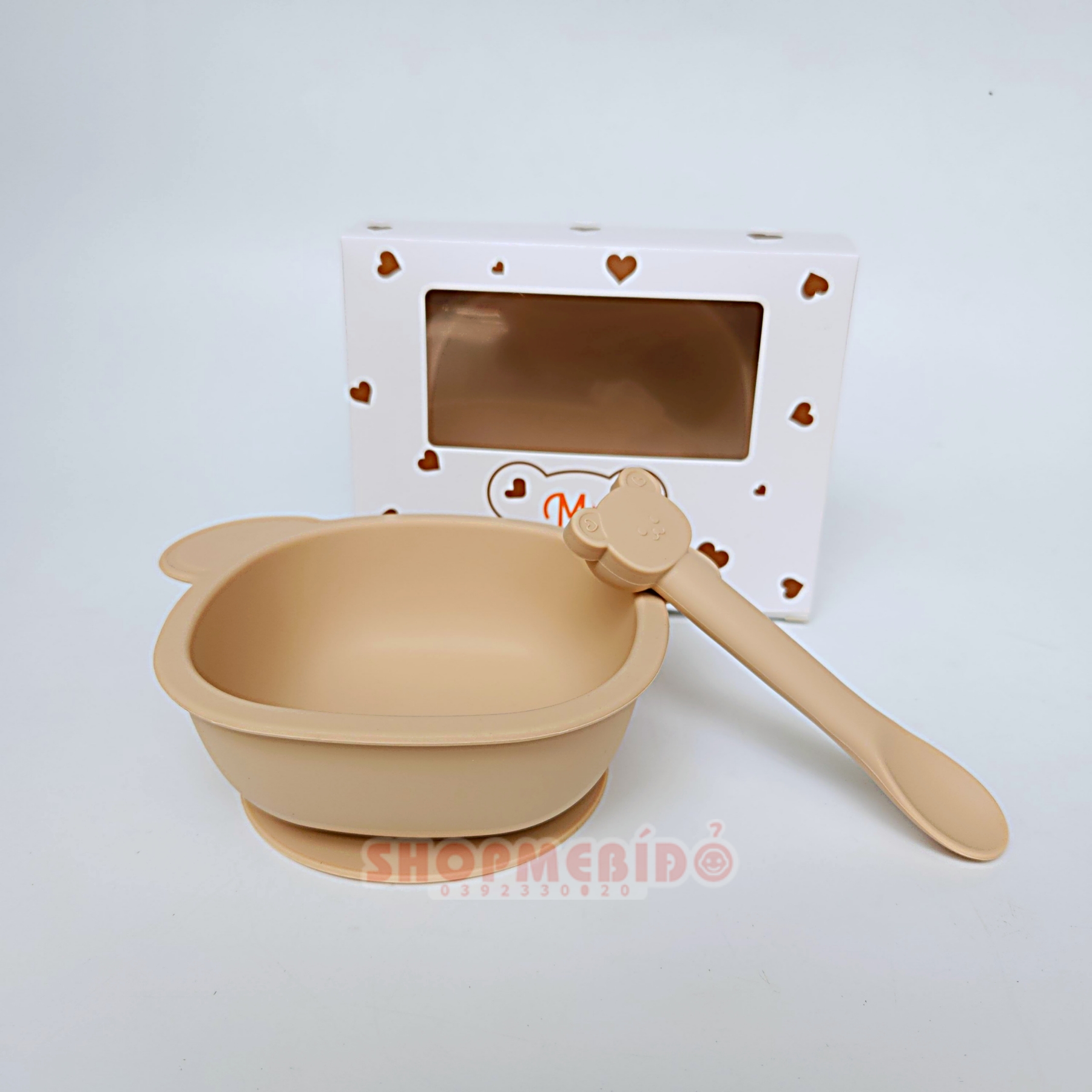 Bát và thìa ăn dặm cho bé silicon Mumbebe có đế hít chống đổ - Shop Mẹ Bí Đỏ