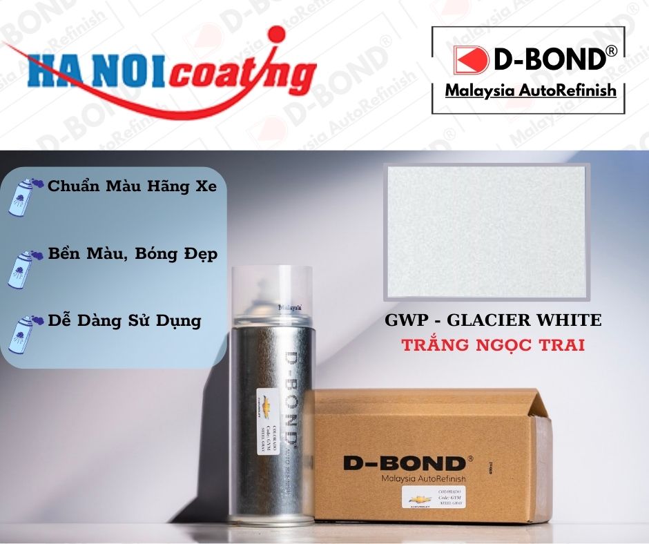 Sơn Xịt Xóa Vết Xước Ô TÔ KIA SONET Màu TRẮNG NGỌC TRAI Code GWP - GLACIER WHITE Chính Hãng D-BOND C