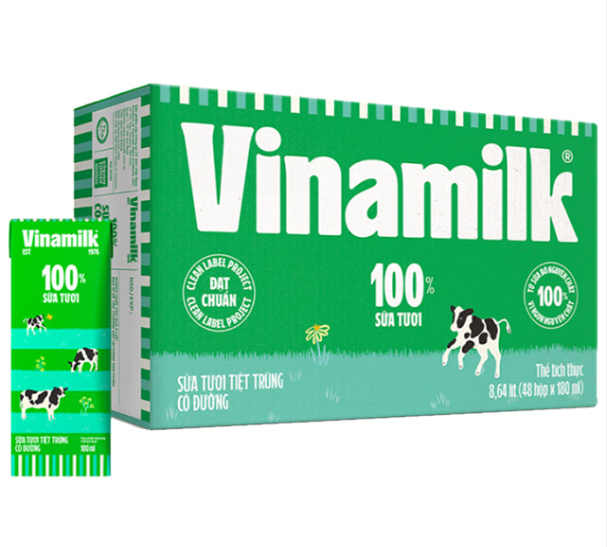Sữa tươi tiệt trùng Vinamilk có đường - Thùng 48 hộp 180ml