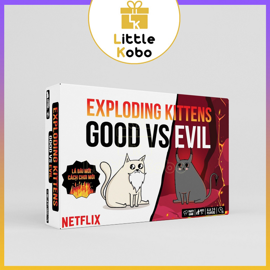 [Hộp Trắng Đỏ] Bài Mèo Nổ Good Vs Evil Exploding Kittens Boardgame 65 Lá Chất Giấy Dày Chống Nước Đồ