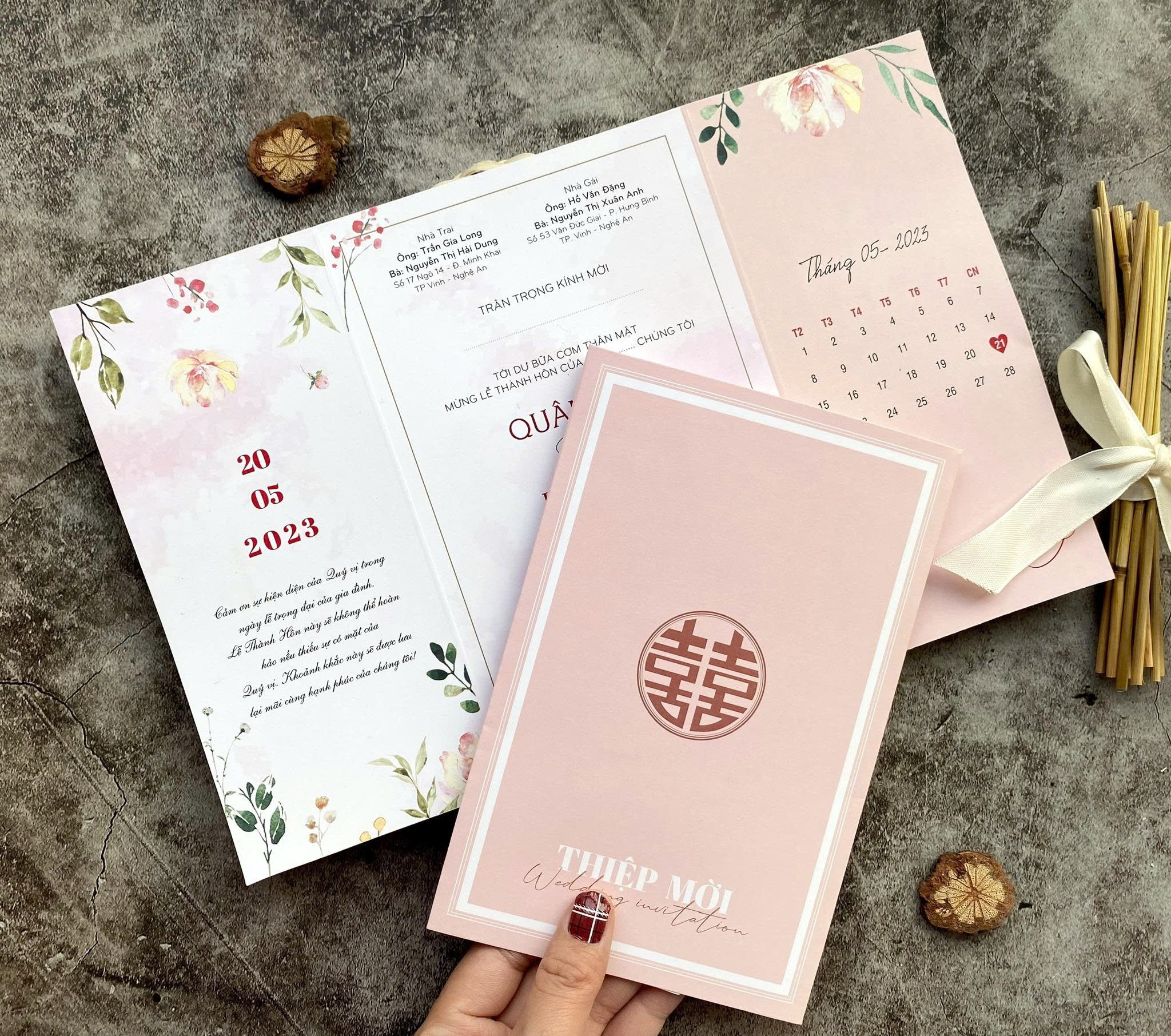 [IN THEO YÊU CẦU] THIỆP CƯỚI GẤP 3 - KHÔNG PHONG BÌ - MẪU HOT MÃ IN247BTP03 IN247BTP04 IN247BTP07