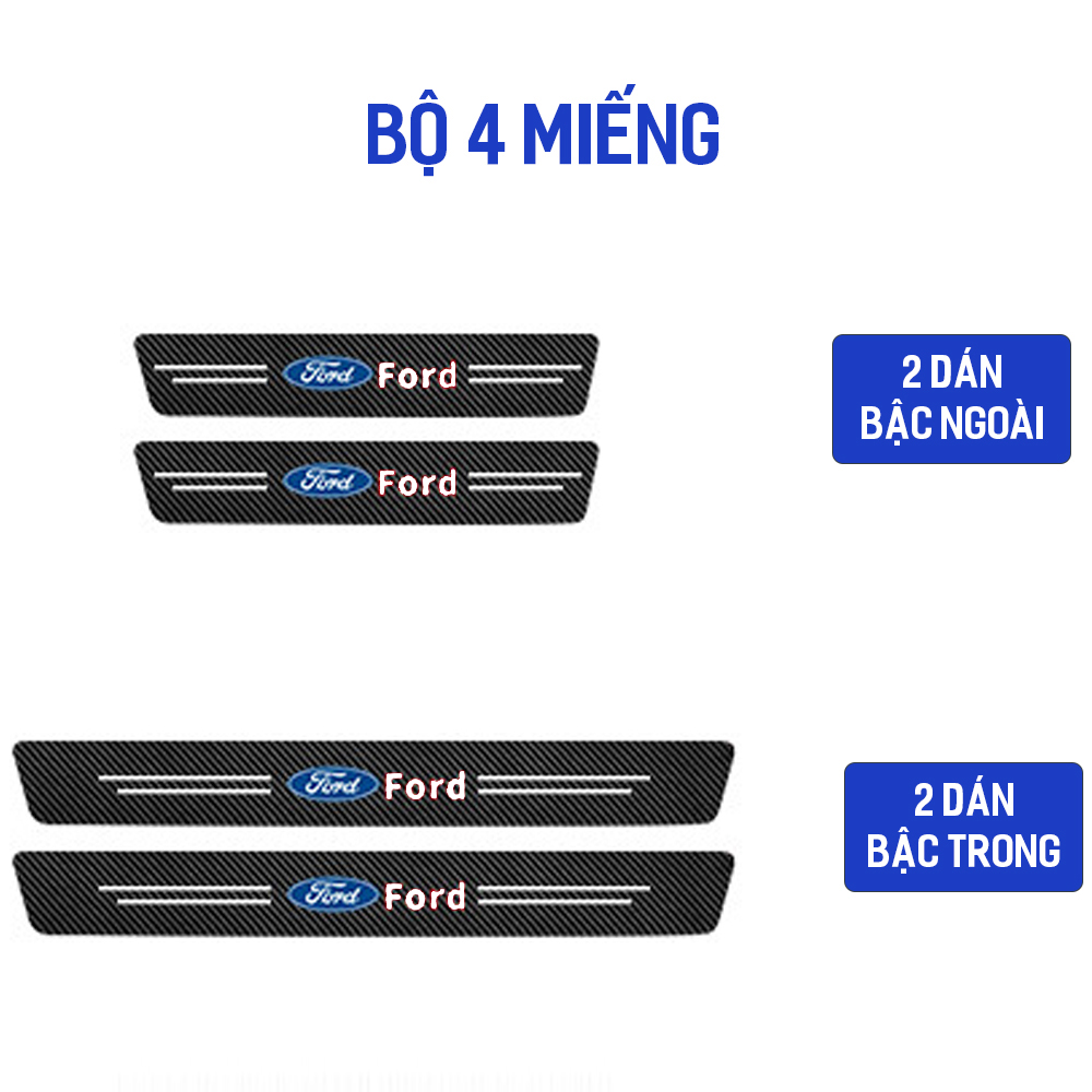 [FORD] Bộ 9 miếng dán bậc cửa ô tô carbon bộ dán chống trầy xước bảo vệ bậc lên xuống cửa xe hơi oto