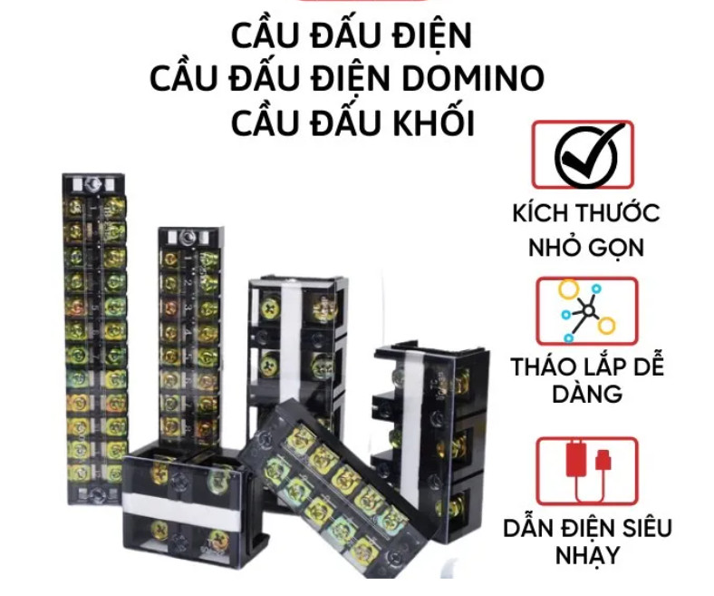 cầu đấu điện domino đủ kích thước cầu đấu dây điện cầu đấu terminal block cầu đấu điện cầu đấu dây c