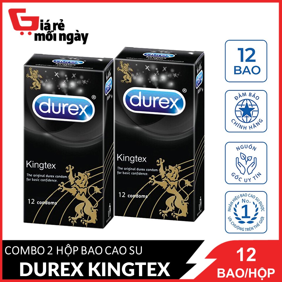 [Hcm][Hàng Chính Hãng] Combo 2 Hộp Bao Cao Su Durex Kingtex (Đen) Hộp 12 Cáix2