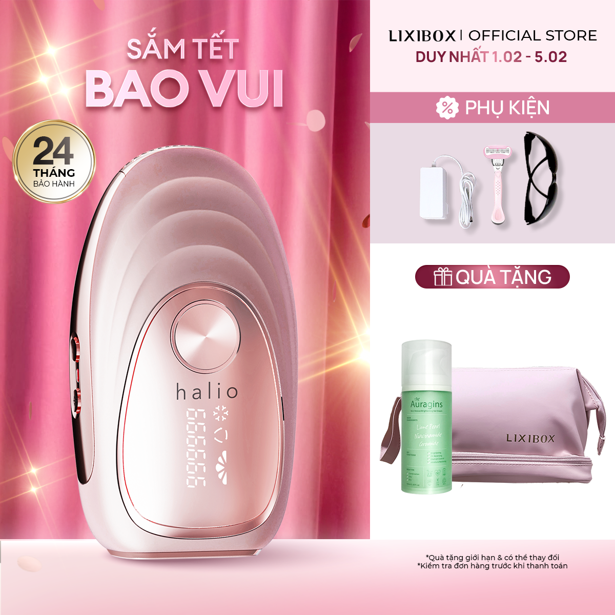 [VC 12% CHÀO TẾT] Máy Triệt Lông Lạnh Trẻ Hóa Da Halio IPL Cooling Hair Removal Device 999999 Xung Á