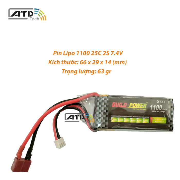 Pin LIPO Build-Power 7.4V 1100mAh 25C 2S - ATDTECH