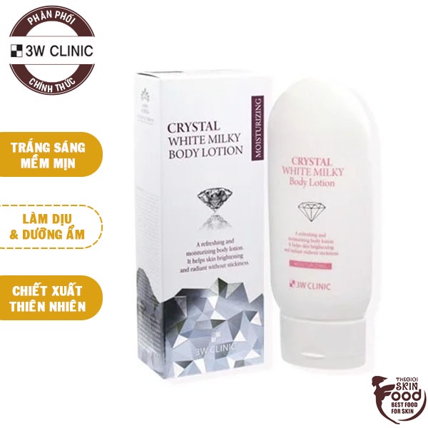 Kem Dưỡng Trắng Da Toàn Thân 3W Clinic Crystal White Milky Body Lotion 150G