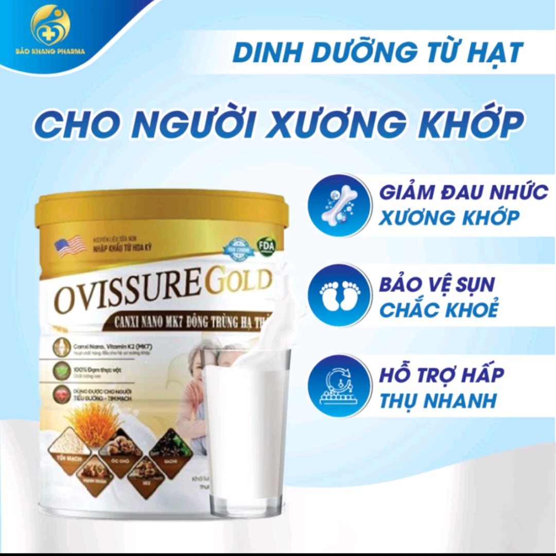 Sữa Hạt Xương Khớp USA OvisiSure Gold Diamond Canxi Nano MK7 Đông Trùng Hạ Thảo Hỗ Trợ Bồi Bổ Sức Kh