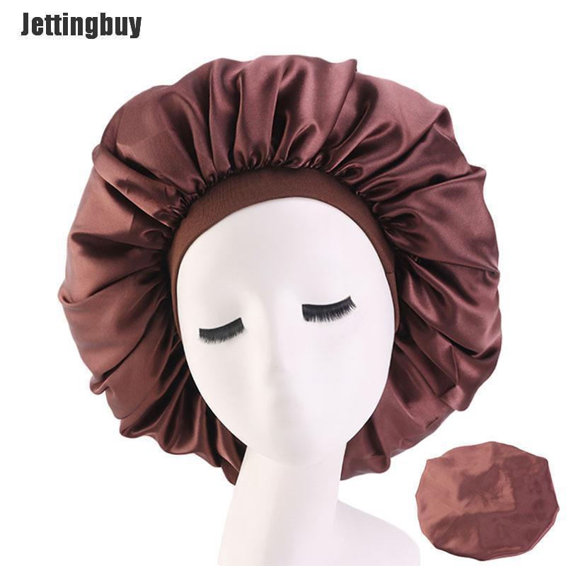 Jettingbuy Mũ Ngủ Ban Đêm Lớn Mũ Bonnet Tóc Mũ Che Đầu Mũ Điều Chỉnh Dải Rộng Bằng Satin