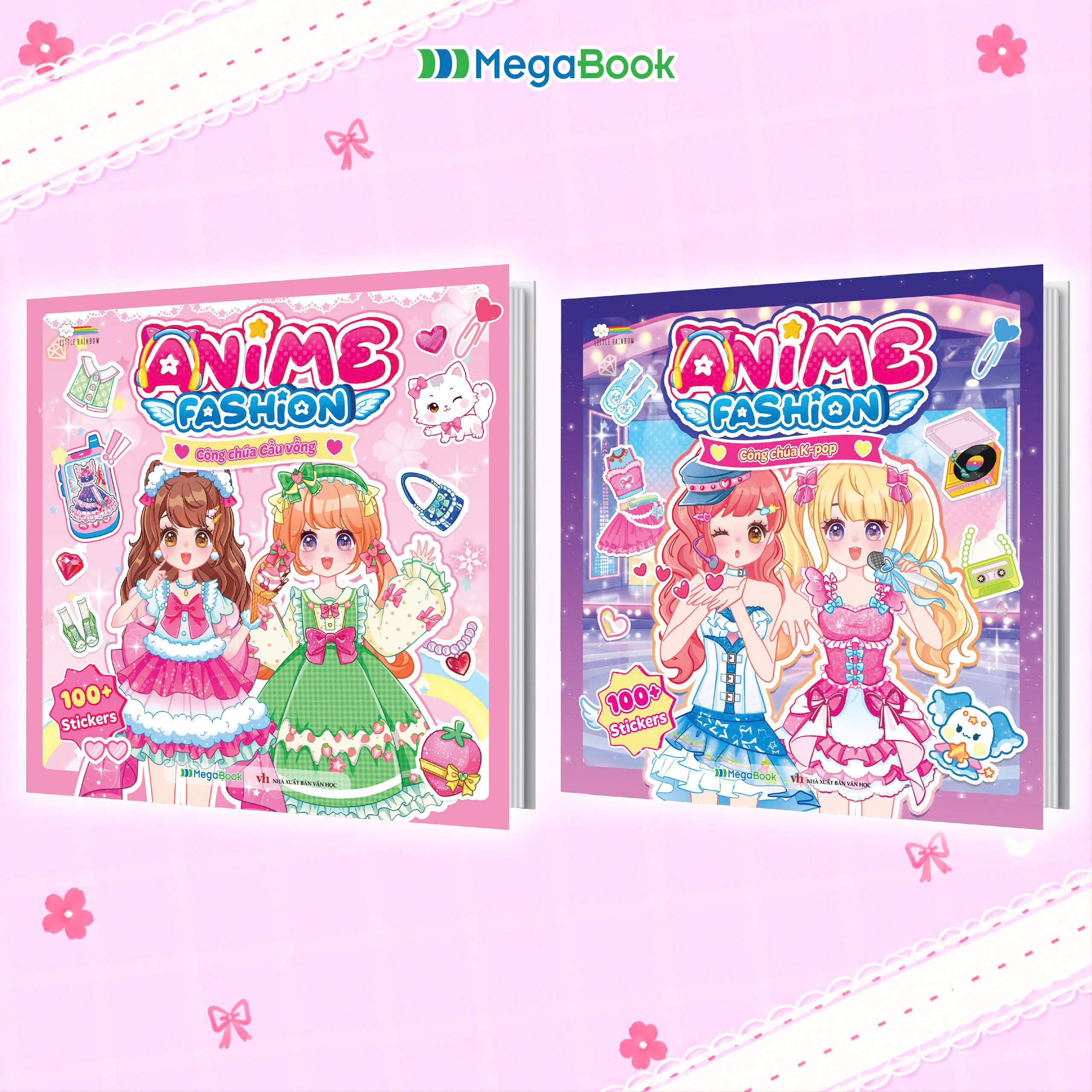 Sách Combo 2 cuốn Anime Fashion (Bóc dán 200+ stickers váy phụ kiện xinh đẹp) cho bé gái