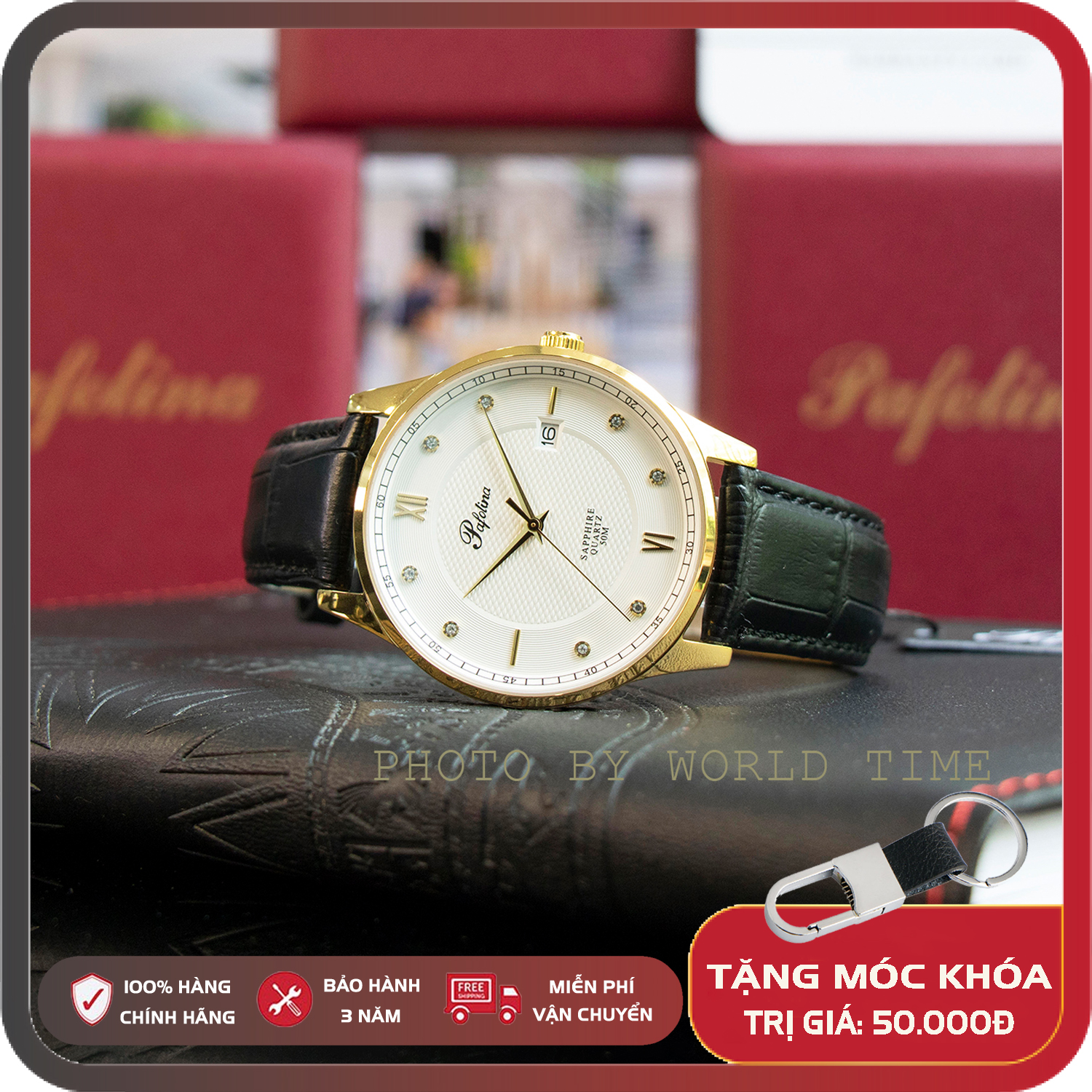 HOÀN TIỀN 15% - Đồng Hồ Nam Pafolina 5034M dây da Chính Hãng Full Box - Kính Sapphire - Chống xước c