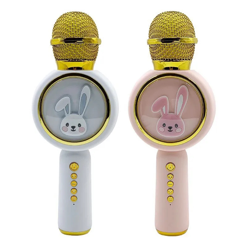 Micro karaoke cho bé kèm loa bluetooth không dây X9 hình thỏ âm thanh trầm ấm thích hợp trẻ tập hát an toàn