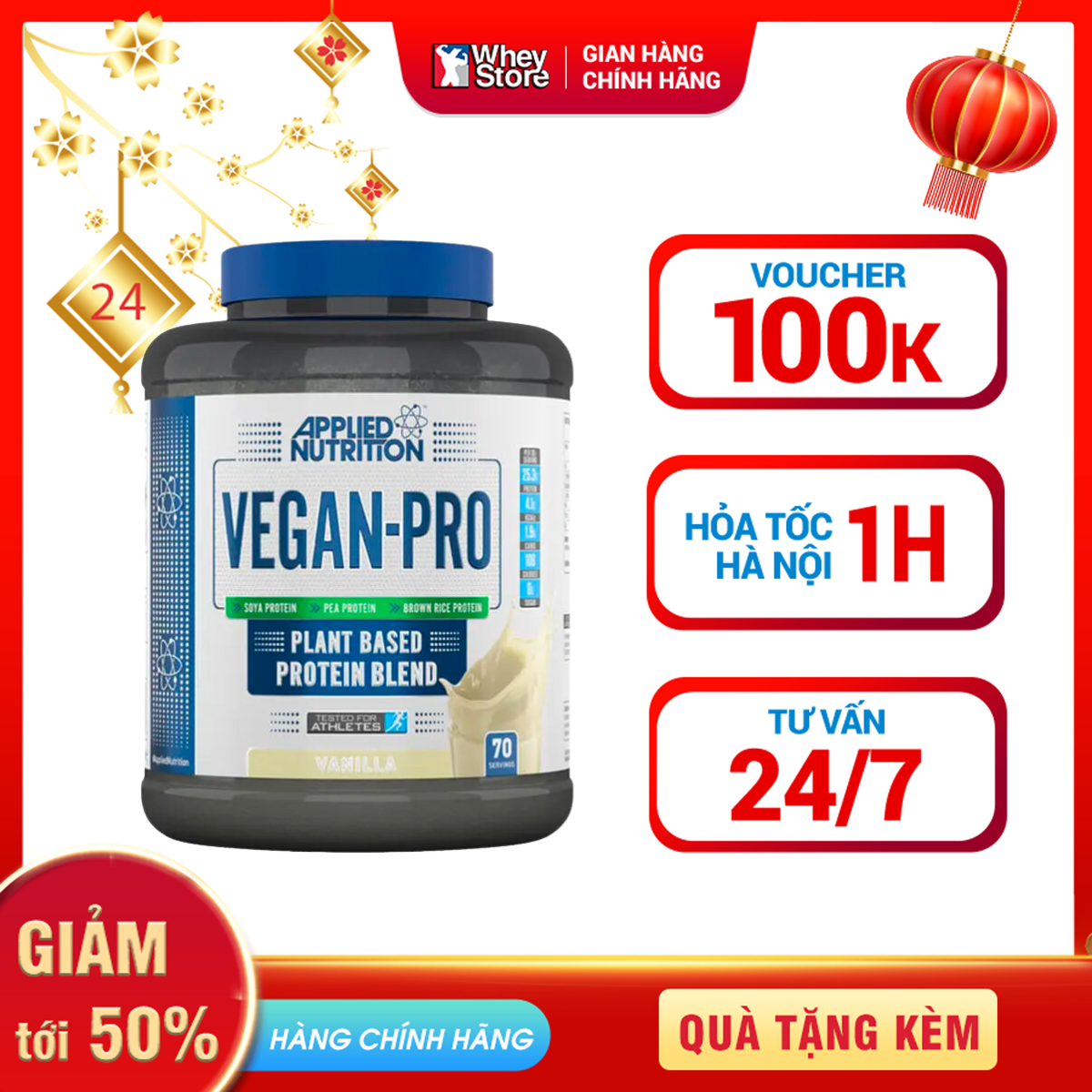 Bột Bổ Sung Protein Thực Vật Applied Nutrition Vegan Pro 2.1kg