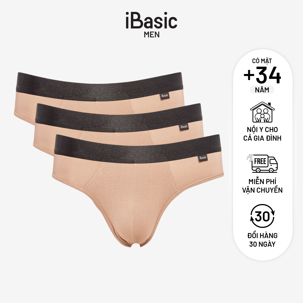 Combo 3 quần lót nam iBasic thun brief Espresso PANM102