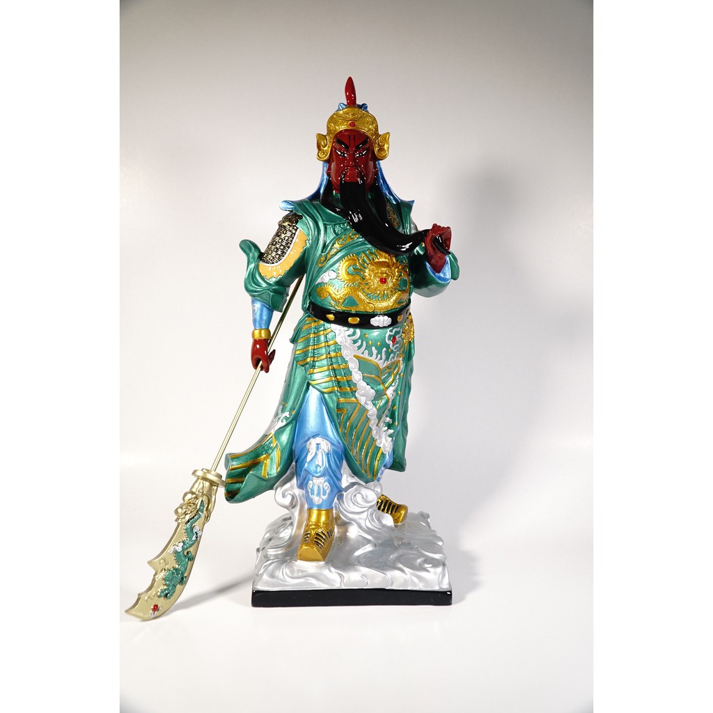 Tượng quan công quan thánh đế quân đứng vuốt râu bột đá composite cao 40cm