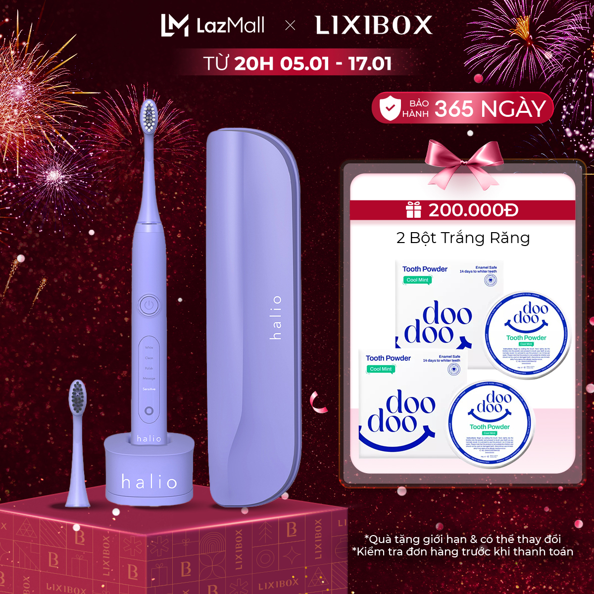 Bàn Chải Điện Làm Trắng Răng Halio Sonic Whitening Electric Toothbrush PRO Periwinkle Limited Editio