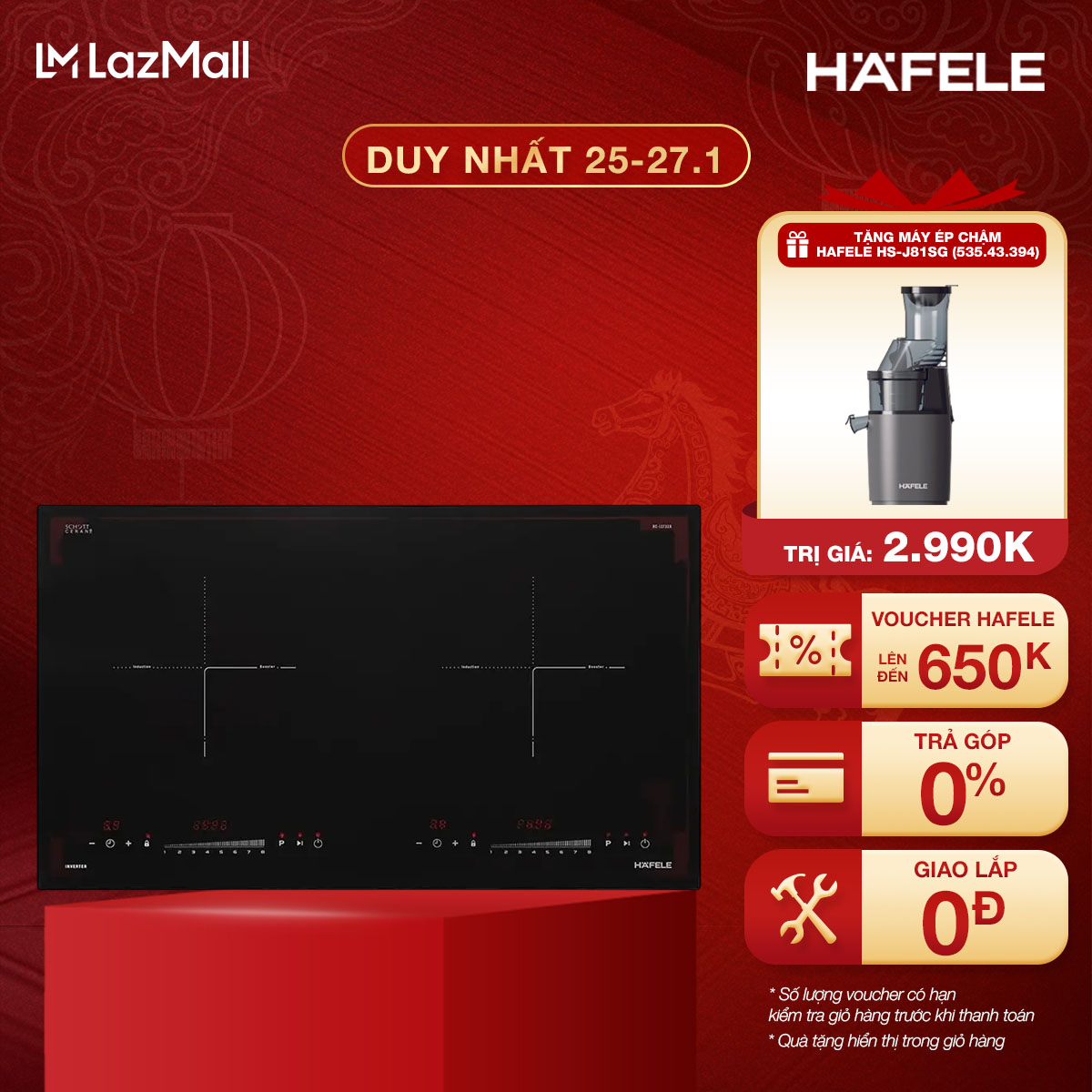 Bếp từ 2 vùng nấu Hafele HC-I2732A 536.61.726