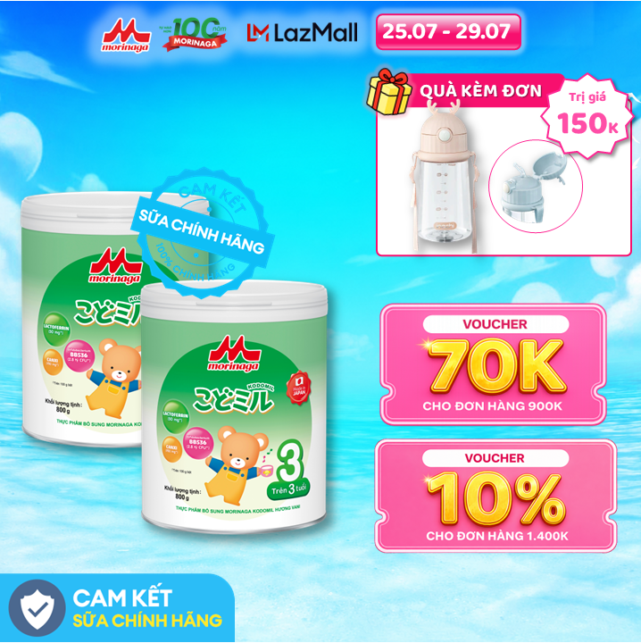 Combo 2 Lon Sữa Morinaga Kodomil Số 3 800g Nhật Bản – Canxi Hỗ Trợ Tăng Chiều Cao Hỗ Trợ Tiêu Hóa Cho Bé Từ 3 Tuổi Chính Hãng