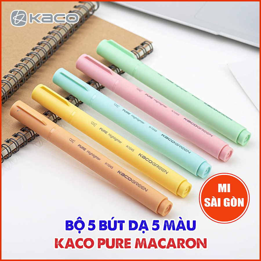 [Giao Hỏa Tốc] Bộ 5 Bút Dạ 5 Màu KACO HIGHLIGHT - Bút Dạ Quang KACO PURE MACARON Chính Hãng